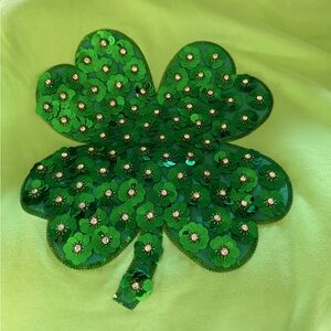 Green Sequin Shamrock Patch